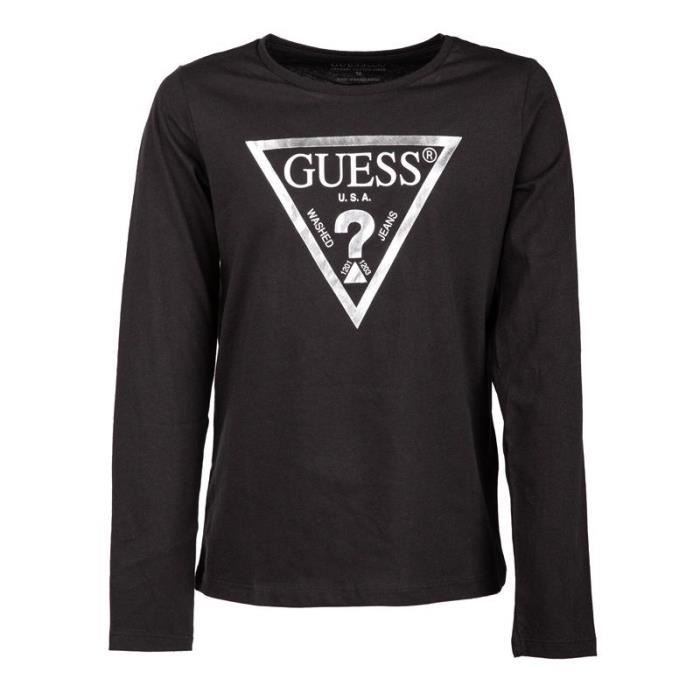 Guess T-Shirt Manches Longues Garçon Noir