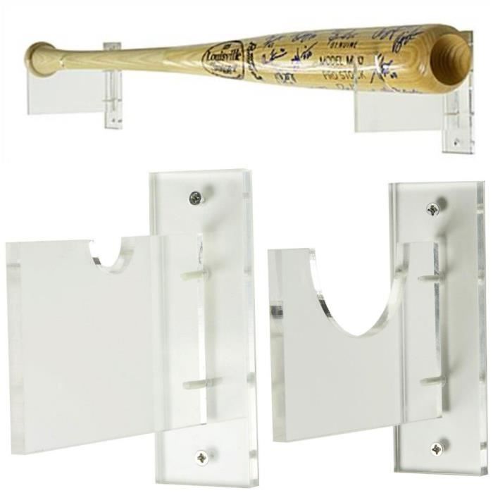 Softball LWZko 2 Pi/èces Support Mural de Batte Baseball Bambou Massif Fait Main avec Doublure Feutre Montage Mural pour Baseball Kaki Support Mural pour Batte Softbal Vitrine B/âton de Hockey