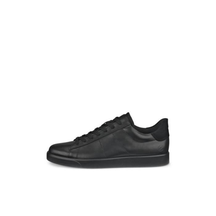 ECCO Baskets Homme - ECCO - Cuir Noir - Lacets - Plat
