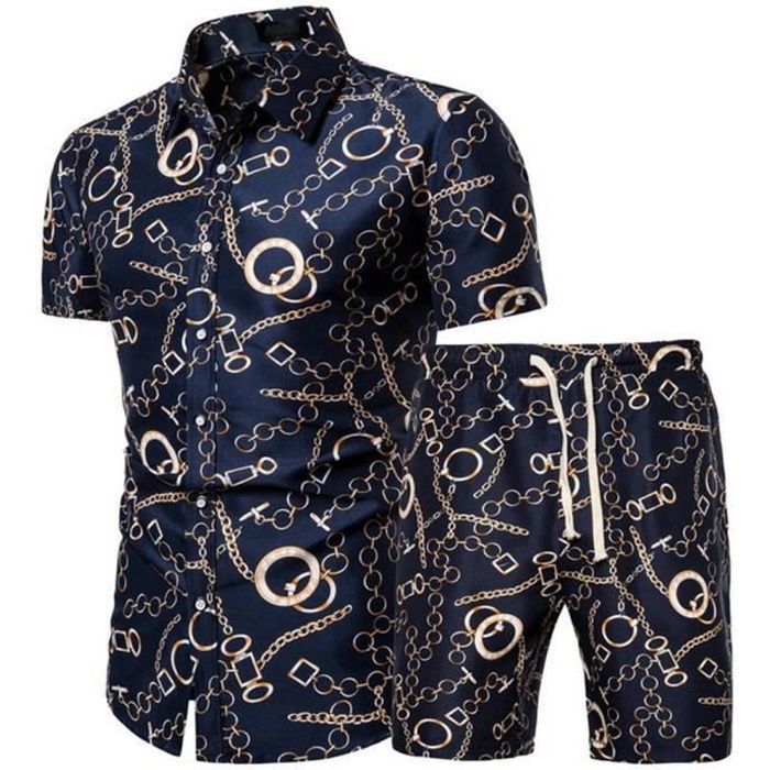 Ensemble Chemise Et Short Pour Homme INSFITY Imprimé Manches