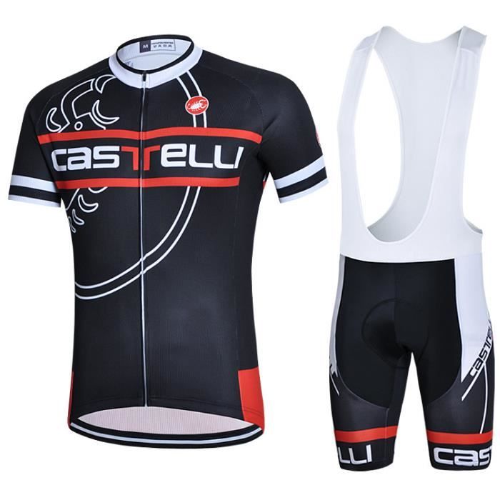Castelli Maillot Cyclisme Homme Manche Courte Tenue Velo Route Equipe Pro Cuissard Court Avec Gel 3d Rembourre Prix Pas Cher Cdiscount