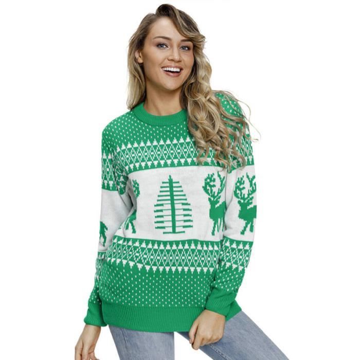 pull de noel femme vert