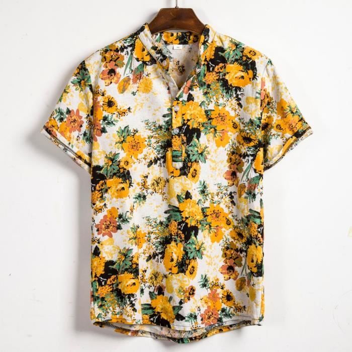 Chemise Manches Courtes Décontractée Chemise Hawaïenne COOFANDY Homme Manches Courtes - Imprimé Tropical - Coupe Régulière - Taille XL Vêtement Plage Vacances