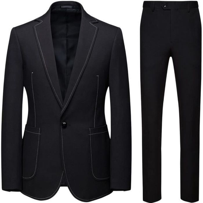 Costume Homme 3 Pièces Slim Fit Business Mariage – Veste Gilet Pantalon 1 Bouton