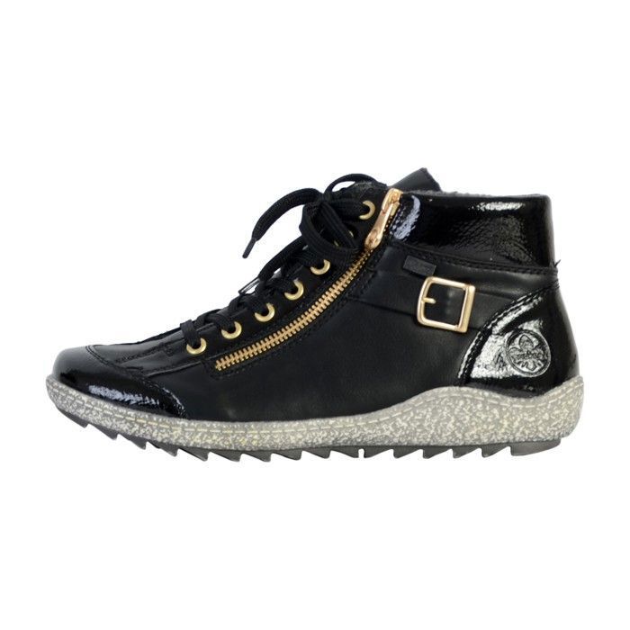 Bottines Montantes Lacets Rieker Lagro Femme Noir Talon