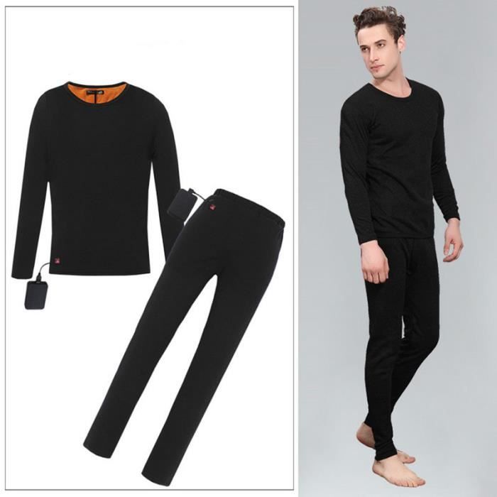 Ensemble de Sous V tement Thermique Homme Hiver Chauffant Noir