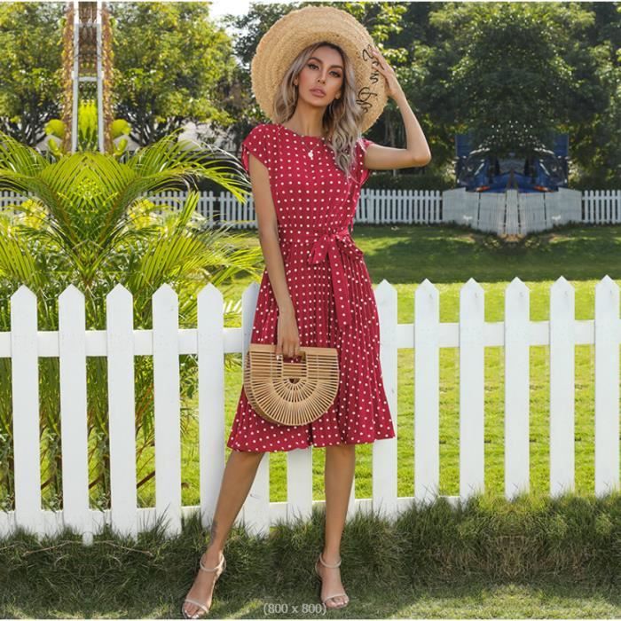 Robe longue 2025 a pois rouge