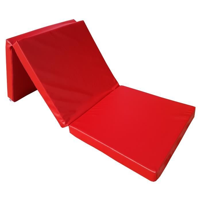 Matelas pliant en faux cuir - NATALIA SPZOO - 195x65x8 cm - Rouge - 1 place - Enfant