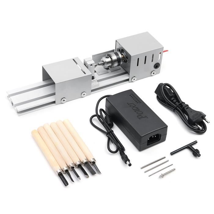 DC24V 96W 0.6-6mm Mini Rotatif Tour à bois Machine DIY Polissage Coupe Gravure