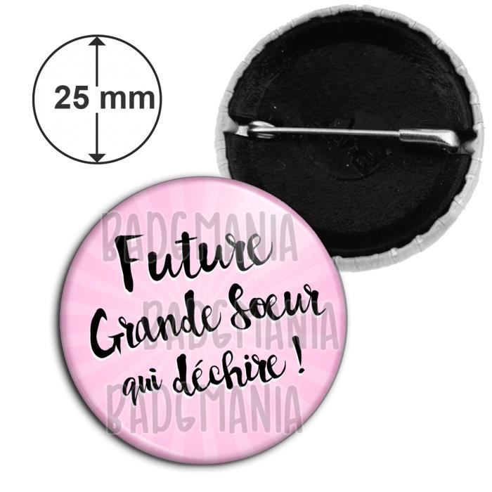 Humour Annonce Naissance Bébé Pins Bouton Epinglette Badge 25mm Future Grande Sœur Qui Déchire Fond Rose
