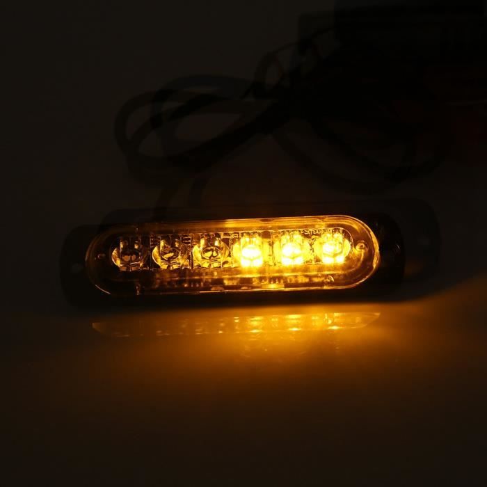 Feu Clignotant Stroboscopique 6 LED 12V-24V - Pour Véhicule, Warning, Sécurité