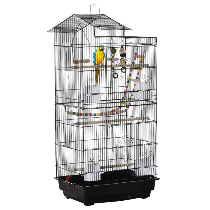 Cage à oiseaux - PawHut - 4 mangeoires 3 perchoirs - 46 x 36 x 100 cm - pour perruche calopsitte conure pinson canaris
