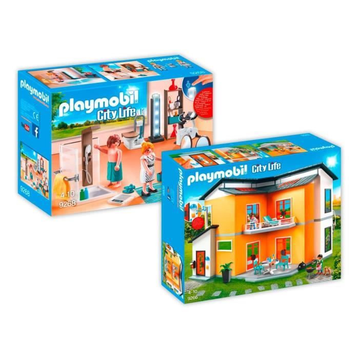Playmobil - Maison moderne - 2 boîtes - 9266+9268