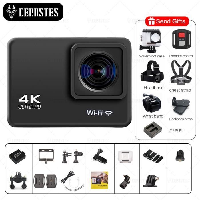 Caméra d'action 4K,60FPS,WiFi,anti-secousse avec télécommande,écran,étanche,sport,enregistreur  EIS- Action Camera-4-Standard - Cdiscount Appareil Photo