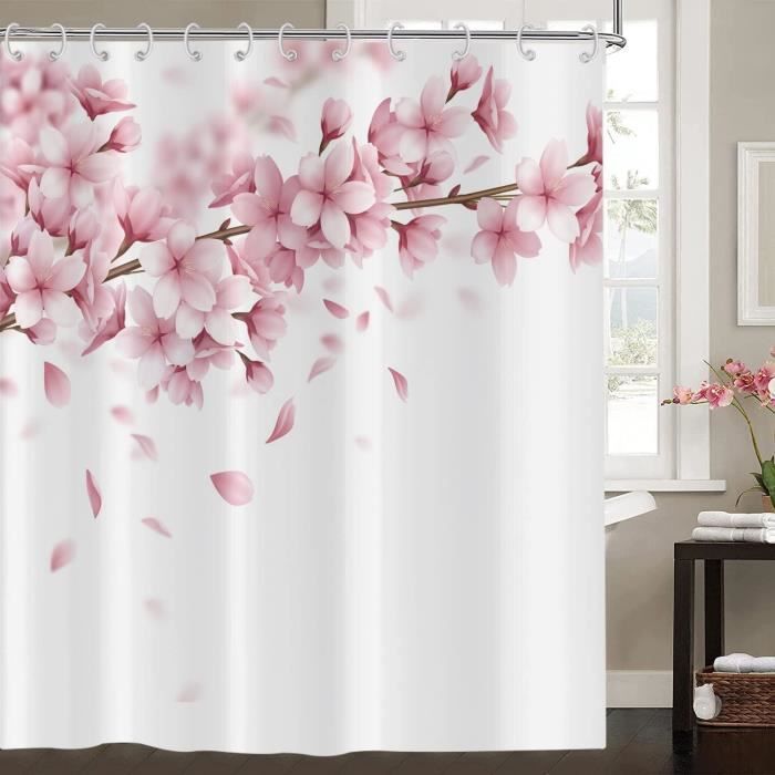 Rideau De Douche 180x180 Cm Imprimé Fleurs Printanières - Tissu Polyester Imperméable Et Anti-moisissure - Livré Avec 12 Crochets - 7