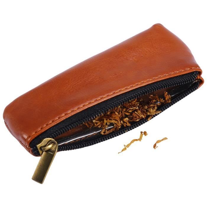 Blague à Tabac En Cuir PU 3 Couches - Portable Et Étanche - Pour Tabac, Filtres, Accessoires - Noir