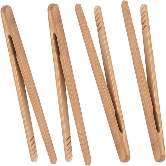 Lot de 2 pinces à toast classiques réutilisables en bambou – Pince de