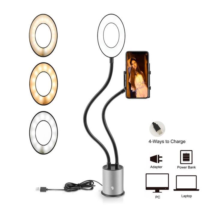 Selfie ring light avec support de téléphone portable