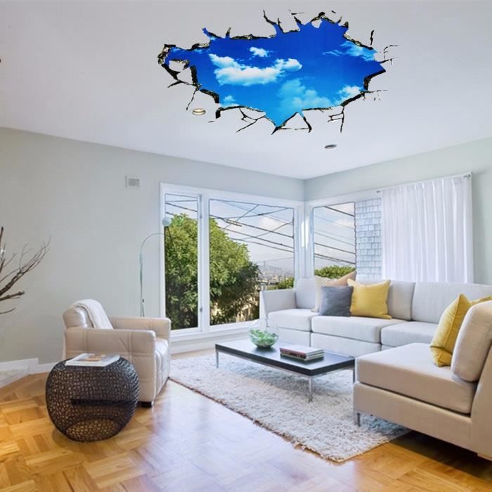 Ciel Bleu Nuage 3D Sticker Autocollant Mural Amovible Decor Chambre Salon -  Cdiscount Maison