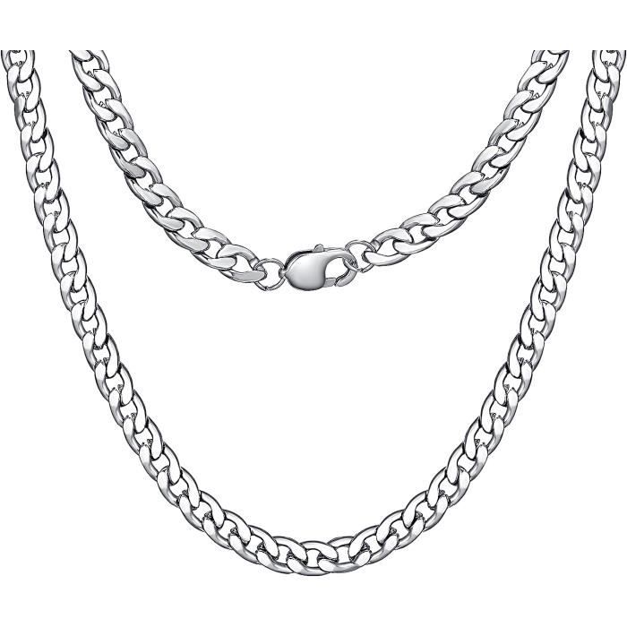 Collier Barre Pour Homme 2 Pièces - Pendentif Cuboïde Acier Inoxydable Argent/noir - Chaîne Serpent 61 Cm - Bijou Unisexe Tendance - Cadeau Idéal - 8