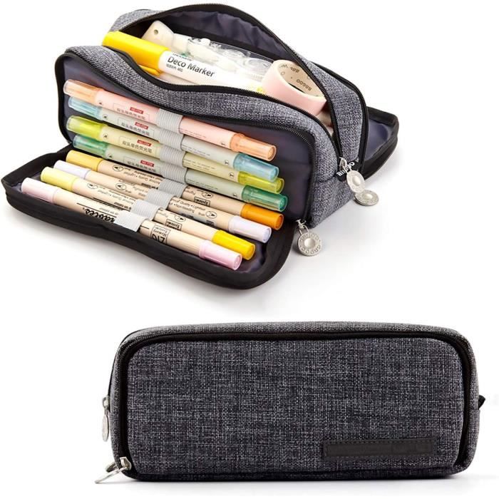 Trousse à Crayons Grande Capacité - Étui à Stylo Organisateur Avec 4 Compartiments - Pour Fournitures Scolaire, Bureau - Cadeau Étudiant Ou Professionnel