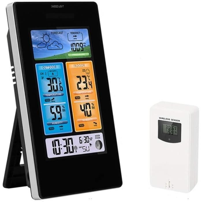 Generic Thermo-hygromètre Sans Fil Avec Fonction D'horloge Météo Numérique Intelligente, 1 Pièce