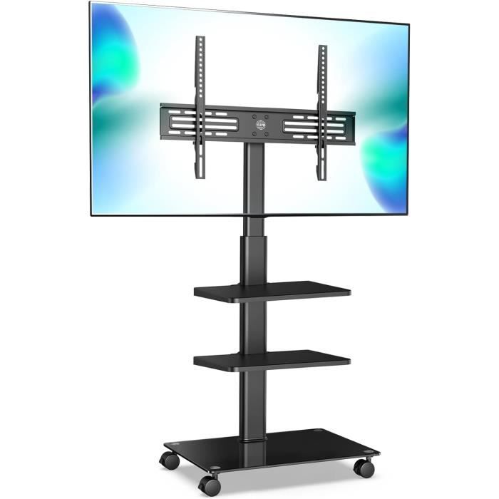 Support TV Mobile Sur Roulettes - Pour écrans 32 à 65 Pouces - Hauteur Réglable Jusqu'à 1,74 M - Capacité 35 Kg - VESA Jusqu'à 400x400 Mm - 11