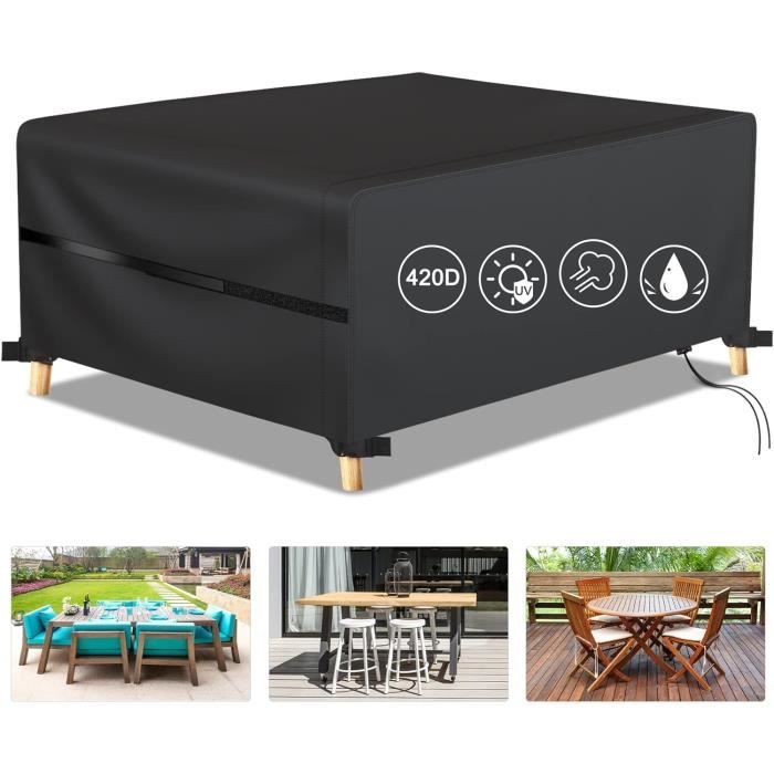 Housse De Protection 420D Pour Salon De Jardin - Imperméable, Anti-UV Et Résistante Au Vent