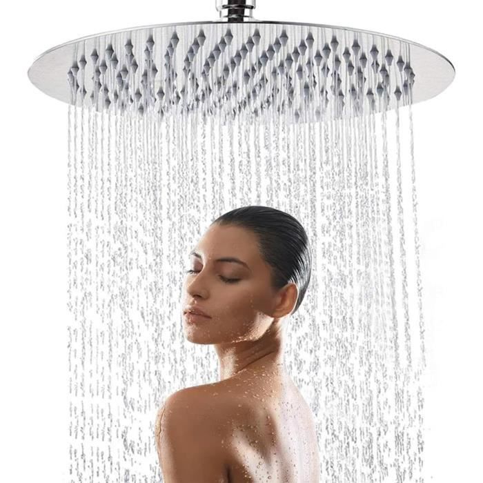Pommeau De Douche Cuivre Brossé - 20 Cm - Jet Pluie Haute Pression - Angle Réglable - Fixation Murale