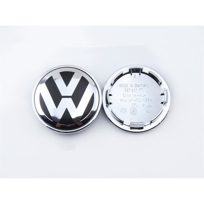 4 Pièces Cache Moyeux Volkswagen VW 65mm - Enjoliveurs Centre Roue Aluminium + ABS
