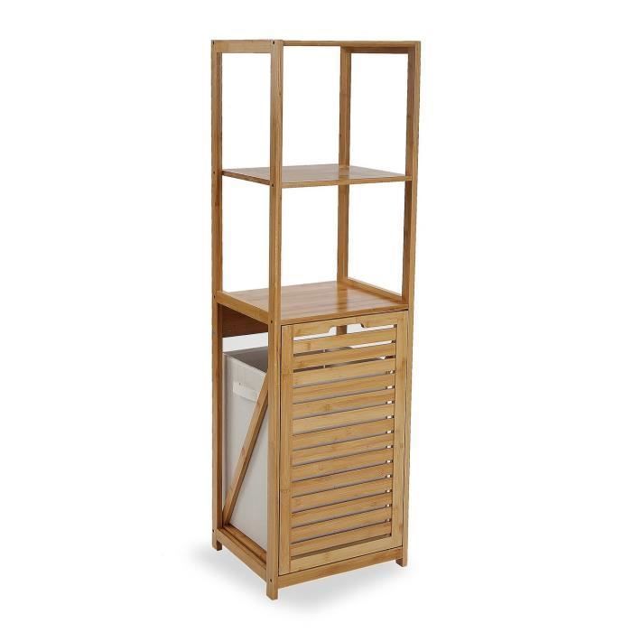 armoire étagère de salle de bain bluff - bambou et bois mdf - marron - versa