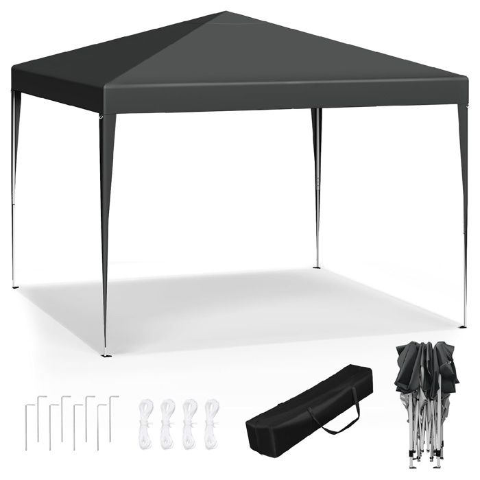 WOLTU Tonnelle de Jardin Tente Pliante Protection du Soleil UV 50+ Facile à Installer Hauteur Réglable 3x3m Gris