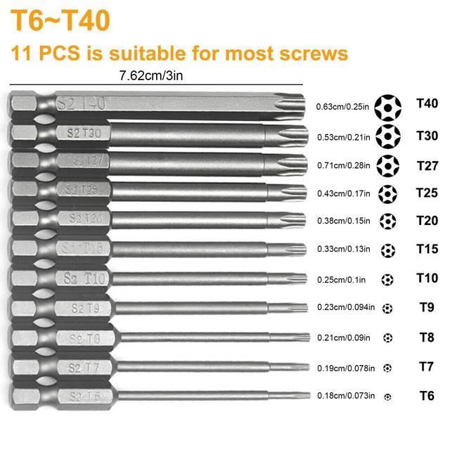 GrenPRO Lot De 26 Embouts Torx De Sécurité (T7-T40), Tige Hexagonale De