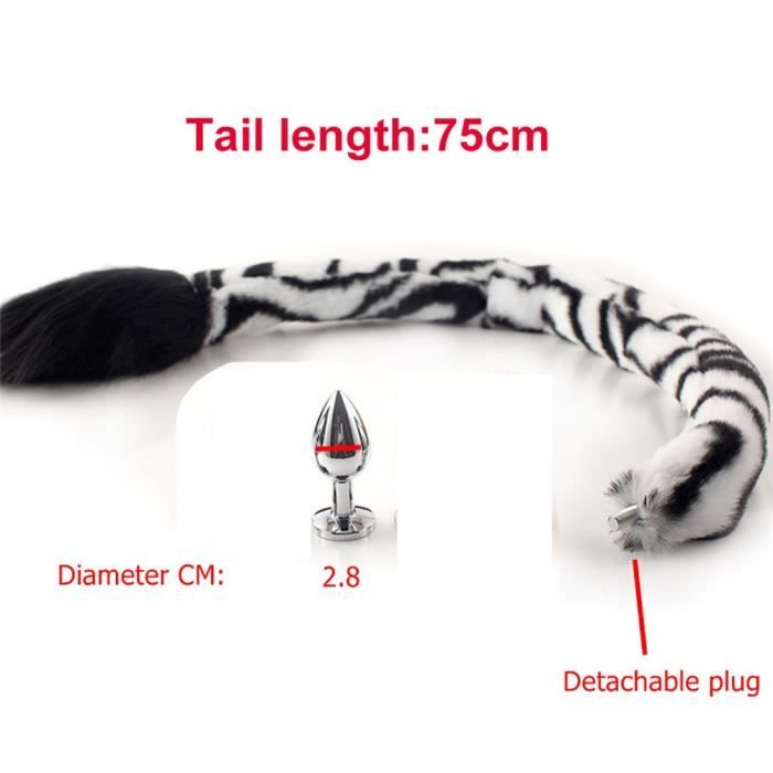 STIMULATEUR PLUG CHAPELET ,BlackWhite2.8cmQueue de cheval