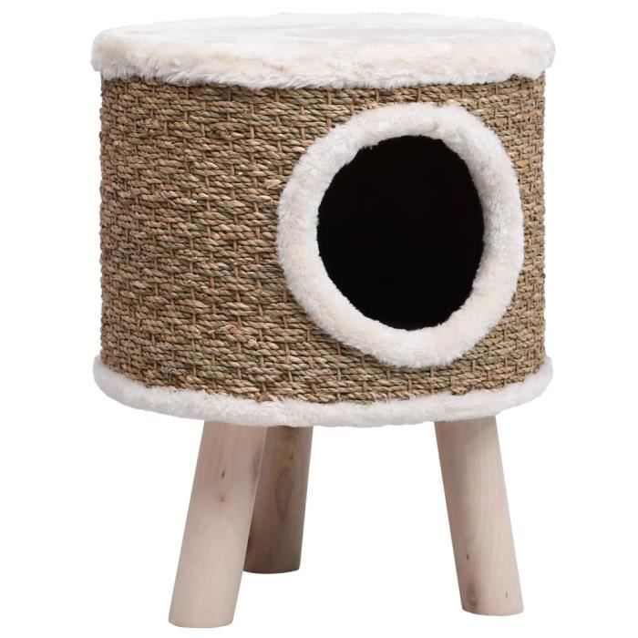Jin Maison Pour Chat Avec Pieds En Bois 41 Cm Herbiers Marins Cdiscount Animalerie