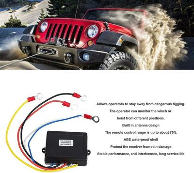 Télécommande Sans Fil Treuil 12V/24V - Portée 75 Pieds, ABS, Voyants LED, Pour 4x4, ATV, Camion