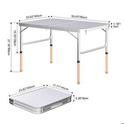 Table Pliante Camping 60x40cm Trizand Aluminium - Table Jardin Balcon Portable Résistante