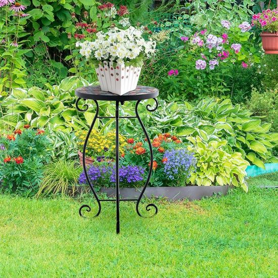 Table Basse Pliante Rotin PE 60x40x40 Cm - Structure Acier - Jardin Terrasse Balcon - 45 Kg Max