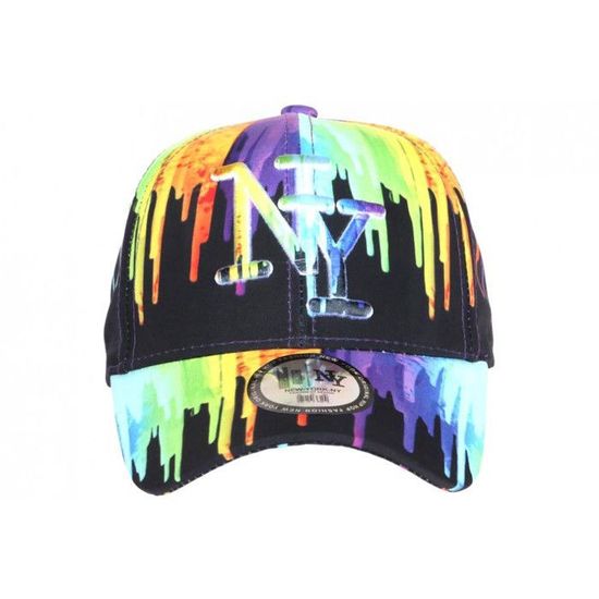 Casquette Baseball NY Noir Et Rouge Imprimé Peinture - Taille Unique, Neuf Avec étiquettes