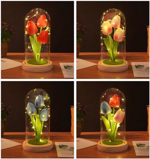 Tulipes Artificielles DILATATA - Lot De 12 Avec Vase - Toucher Réel - Décoration Intérieur éternelle