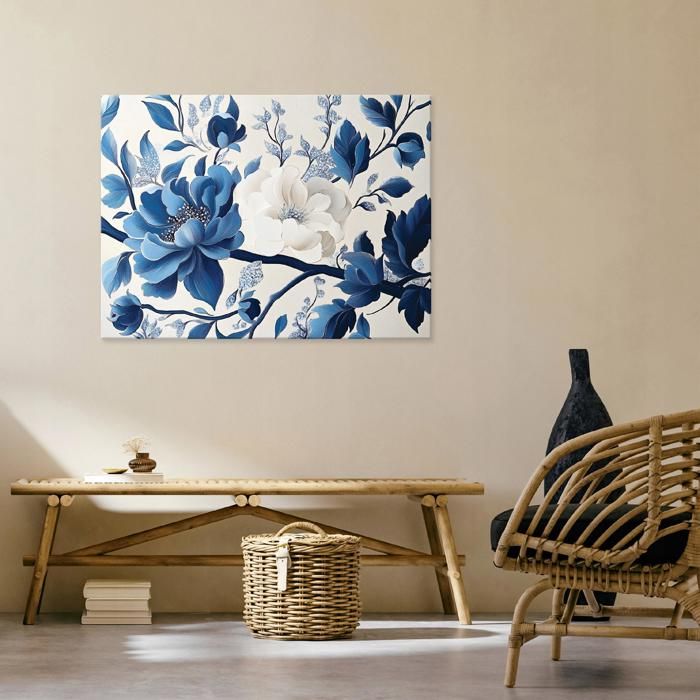 Image encadrée fleurs bleu l.33 x L.43 cm | Castorama