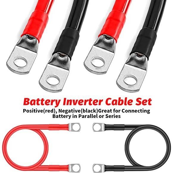 Câble Batterie 2m Positif 16mm² Rouge Avec Cosses Tubulaires M8 - Alimentation Voiture, Bateau