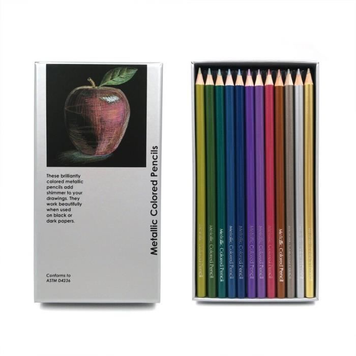 Ensemble De 12 Crayons De Couleur Métalliques Pour Le Dessin, Le Croquis Et  La Coloration. Fournitures D'art Professionnelles Brutfuner Pour Les  Artistes, Mode en ligne