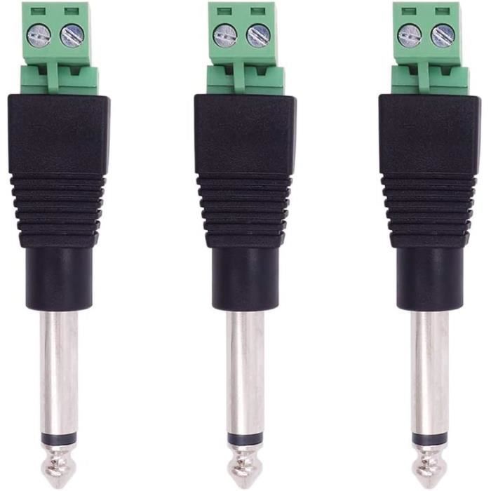 3 Prises Jack 6,35 Mm TS Mâles Mono - Remplacement Sans Soudure - Pour Câble Microphone, Haut-parleur, Audio - Réparation Facile - 11
