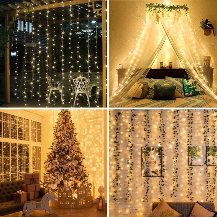 Rideau Lumineux Extérieur - Guirlande Lumineuse Exterieure 10M 400 Led - Étanche Ip44 - 8 Modes