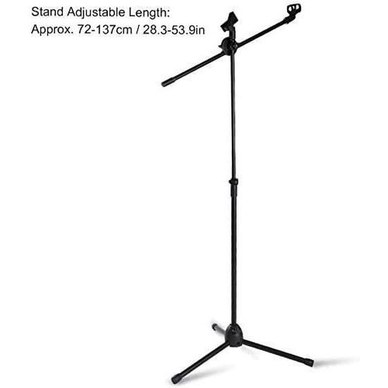 Heldenklang® Pied de micro pour 2 microphones - Avec bras pivotant, 2  pinces de microphone et adaptateur - Trépied extra large pour un support  stable