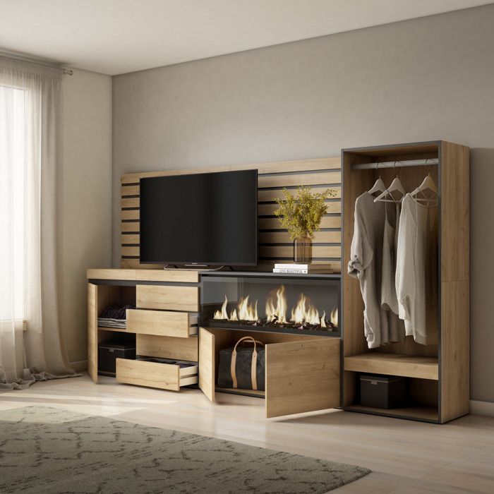 Buffet, Bahut, 274x35x145 cm, Chambre à coucher, pièce, Cheminée ...