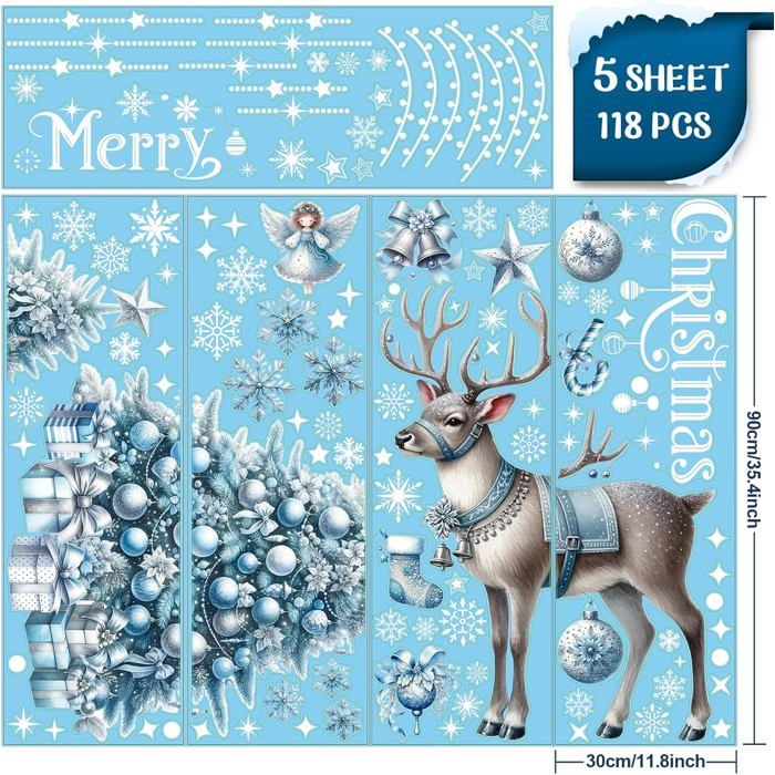 WandSticker4U®- Stickers Fenêtre Noël Enfant Animaux RENARD Sur