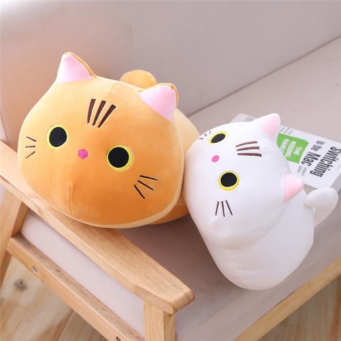 Peluche Chat Gris Kawaii – Oreiller Câlin 15 Cm – Tissu Spandex Ultra-Doux – Cadeau Anniversaire Noël – Lavable