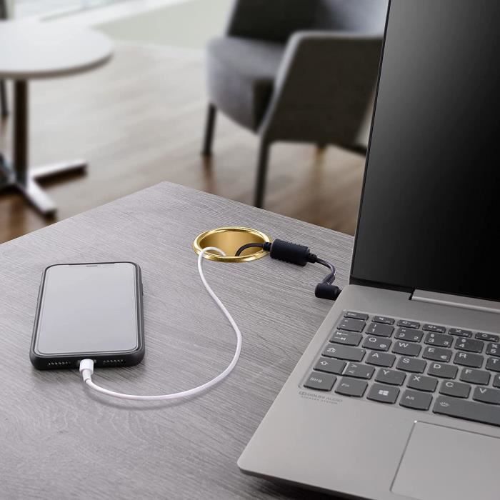 Passe-câble de bureau de 60 mm (2,4 pouces), 4 câbles de cordon de  passe-fil de bureau noir, passe-câbles de table de bureau pour la maison et  le